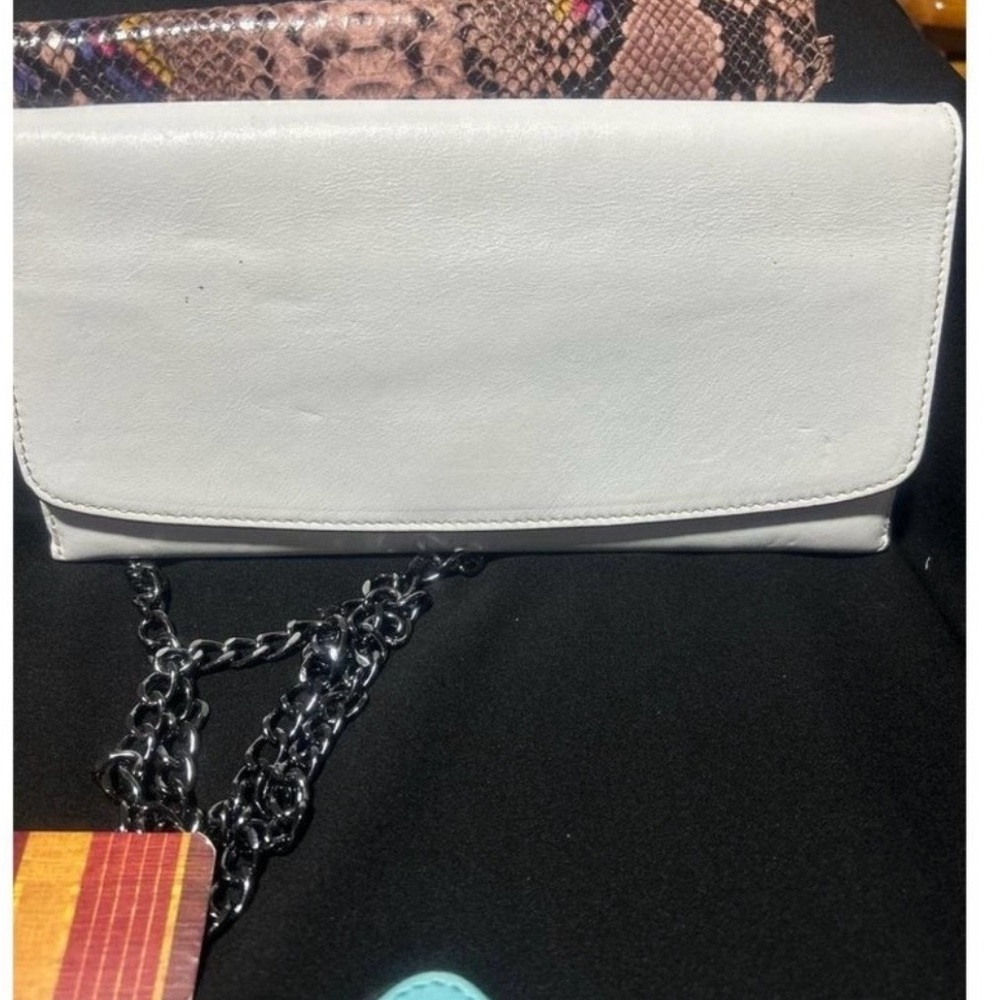 Elegant White Leather Clutch
